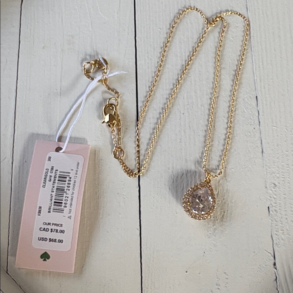 Kate Spade brilliant statement pave halo necklace in Gold nwt - Picture 2 of 7